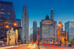 Chicago. Cityscape image of Chicago downtown with Michigan Avenue.